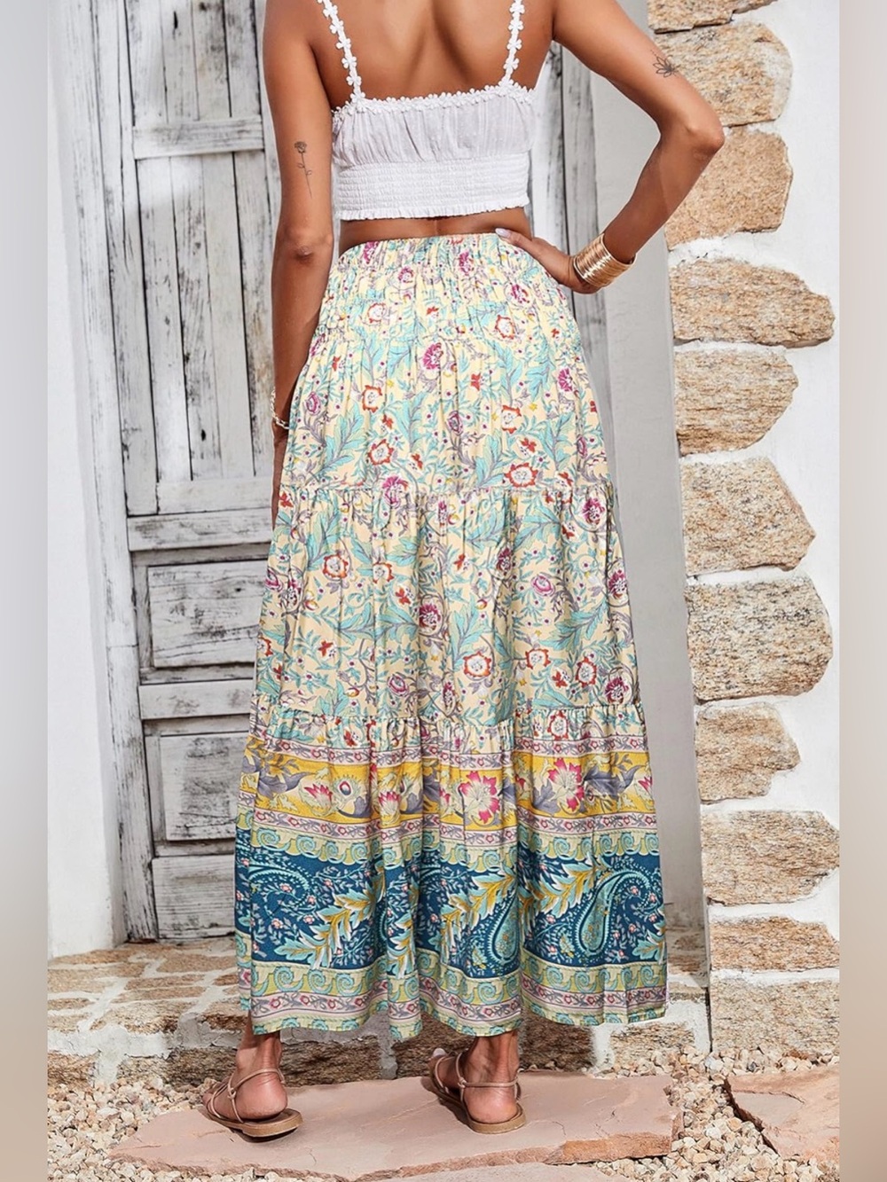 CFLONGE Boho Summer Maxi Skirt - Picture 3 of 4
